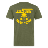 845 Subie CC Gold Font T-Shirt - heather military green