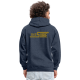 845 Subie Metallic Gold Font Hoodie - indigo heather/asphalt