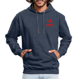 845 Subie Striped Red Font Hoodie - indigo heather/asphalt