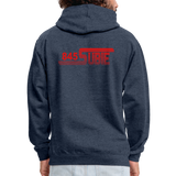 845 Subie Striped Red Font Hoodie - indigo heather/asphalt