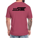 845 Subie Black Font Fitted Cotton/Poly T-Shirt by Next Level - heather burgundy
