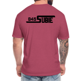 845 Subie Black Font Fitted Cotton/Poly T-Shirt by Next Level - heather burgundy