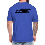 845 Subie Black Font Fitted Cotton/Poly T-Shirt by Next Level - heather royal