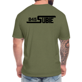 845 Subie Black Font Fitted Cotton/Poly T-Shirt by Next Level - heather military green