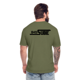 845 Subie Black Font Fitted Cotton/Poly T-Shirt by Next Level - heather military green