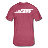 845 Subie White Font Fitted Cotton/Poly T-Shirt by Next Level - heather burgundy