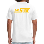 845 Subie Gold Font Fitted Cotton/Poly T-Shirt by Next Level - white