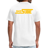 845 Subie Gold Font Fitted Cotton/Poly T-Shirt by Next Level - white