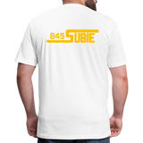 845 Subie Gold Font Fitted Cotton/Poly T-Shirt by Next Level - white