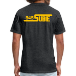 845 Subie Gold Font Fitted Cotton/Poly T-Shirt by Next Level - heather black