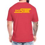 845 Subie Gold Font Fitted Cotton/Poly T-Shirt by Next Level - heather red
