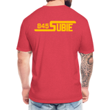 845 Subie Gold Font Fitted Cotton/Poly T-Shirt by Next Level - heather red