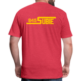 845 Subie Gold Font Fitted Cotton/Poly T-Shirt by Next Level - heather red