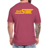 845 Subie Gold Font Fitted Cotton/Poly T-Shirt by Next Level - heather burgundy