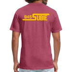 845 Subie Gold Font Fitted Cotton/Poly T-Shirt by Next Level - heather burgundy