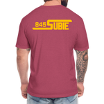 845 Subie Gold Font Fitted Cotton/Poly T-Shirt by Next Level - heather burgundy