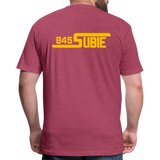 845 Subie Gold Font Fitted Cotton/Poly T-Shirt by Next Level - heather burgundy