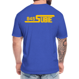 845 Subie Gold Font Fitted Cotton/Poly T-Shirt by Next Level - heather royal