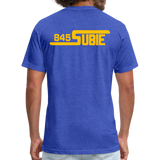 845 Subie Gold Font Fitted Cotton/Poly T-Shirt by Next Level - heather royal