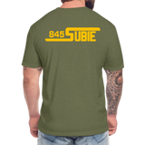 845 Subie Gold Font Fitted Cotton/Poly T-Shirt by Next Level - heather military green