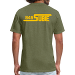 845 Subie Gold Font Fitted Cotton/Poly T-Shirt by Next Level - heather military green