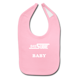 845 Subie Baby Bib (White Font) - light pink