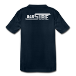 845 Subie White Font Striped Toddler Premium Organic T-Shirt - deep navy