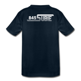 845 Subie White Font Striped Toddler Premium Organic T-Shirt - deep navy