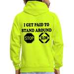 I get Paid To Stand Around (Flagger) Men's Hoodie - safety green